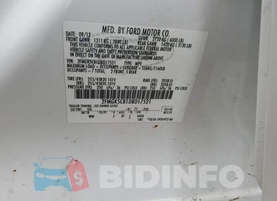2FMGK5C81DBD17521 Photo# 10