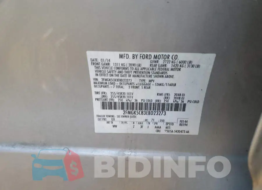 2FMGK5C83EBD23273 Photo# 10