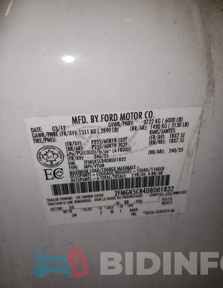 2FMGK5C84DBD01832 Photo# 10