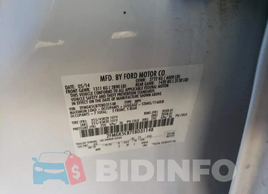 2FMGK5C87EBD31148 Photo# 14