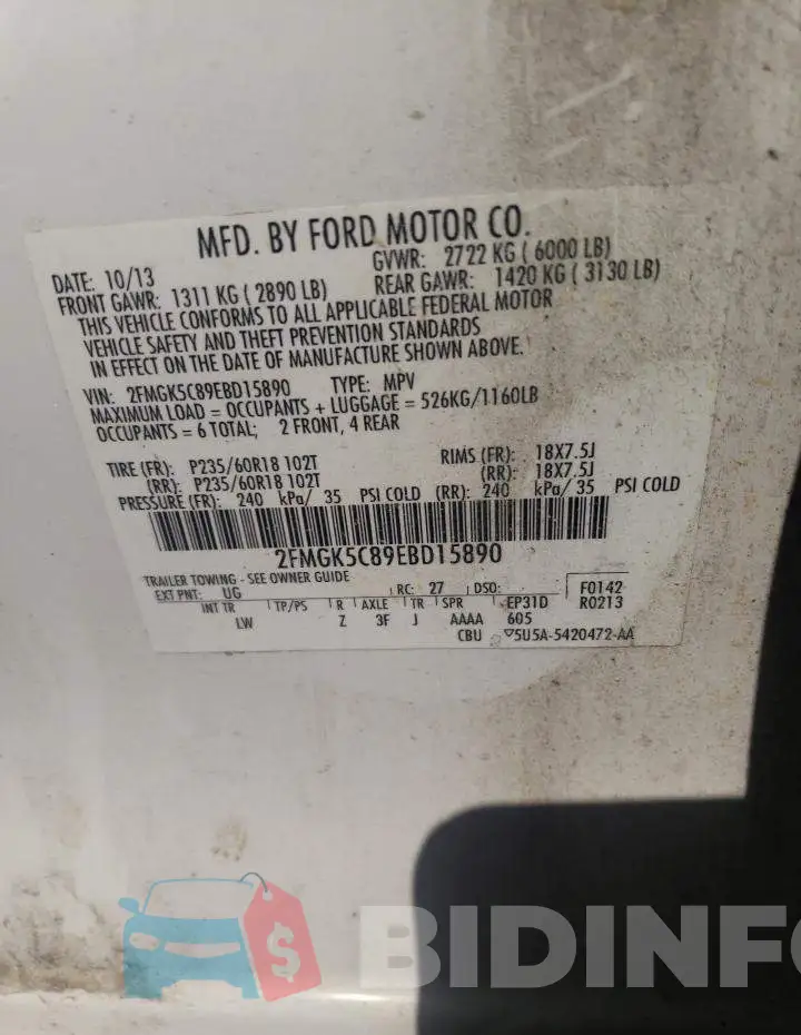 2FMGK5C89EBD15890 Photo# 10