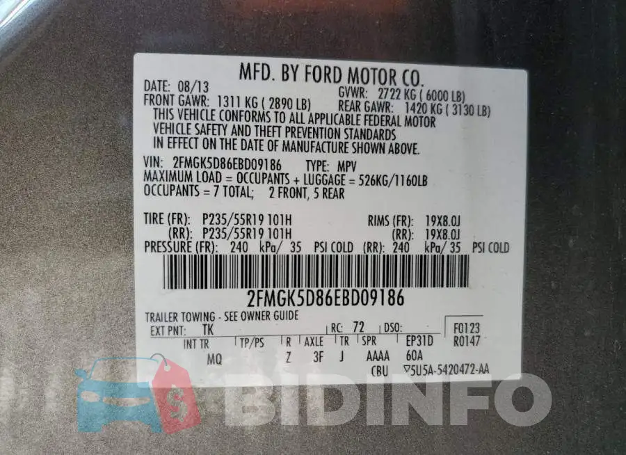 2FMGK5D86EBD09186 Photo# 10