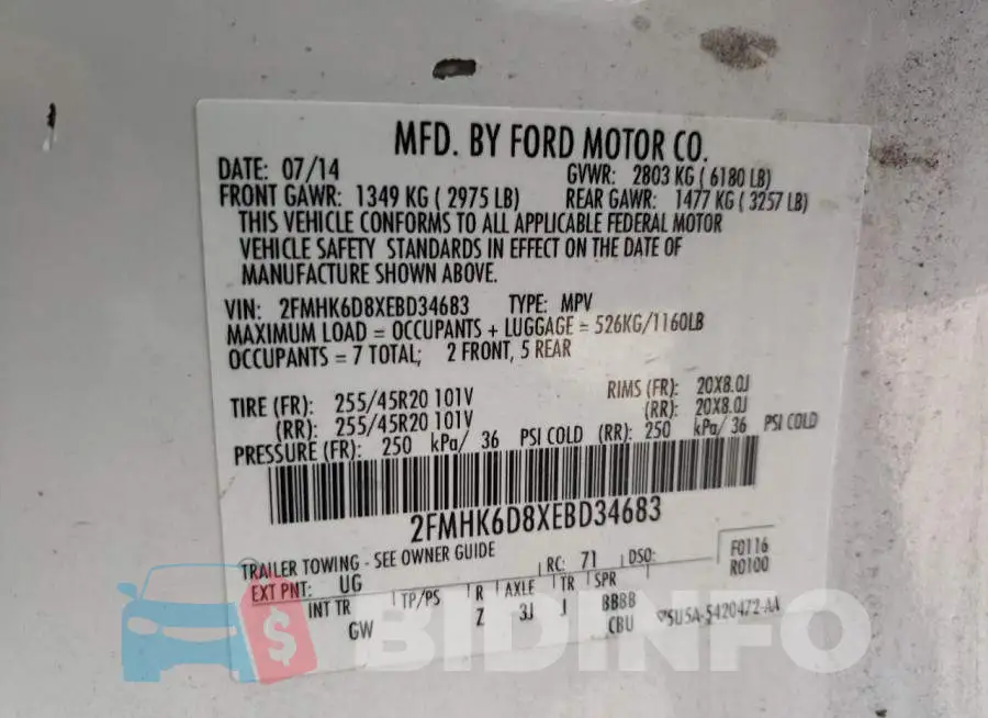 2FMHK6D8XEBD34683 Photo# 14