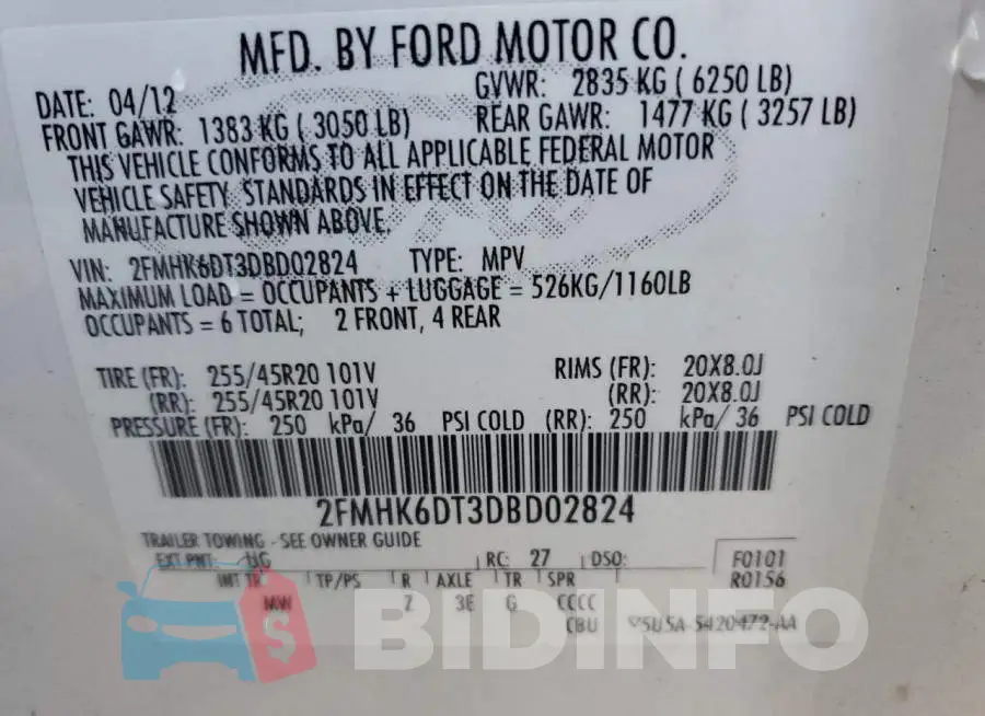 2FMHK6DT3DBD02824 Photo# 10