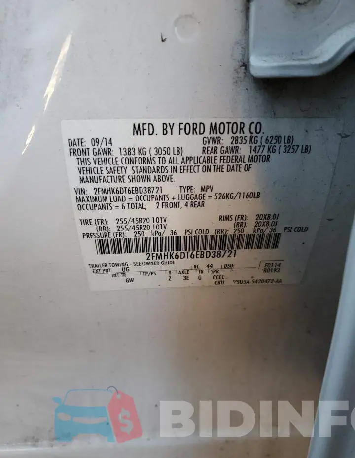 2FMHK6DT6EBD38721 Photo# 13