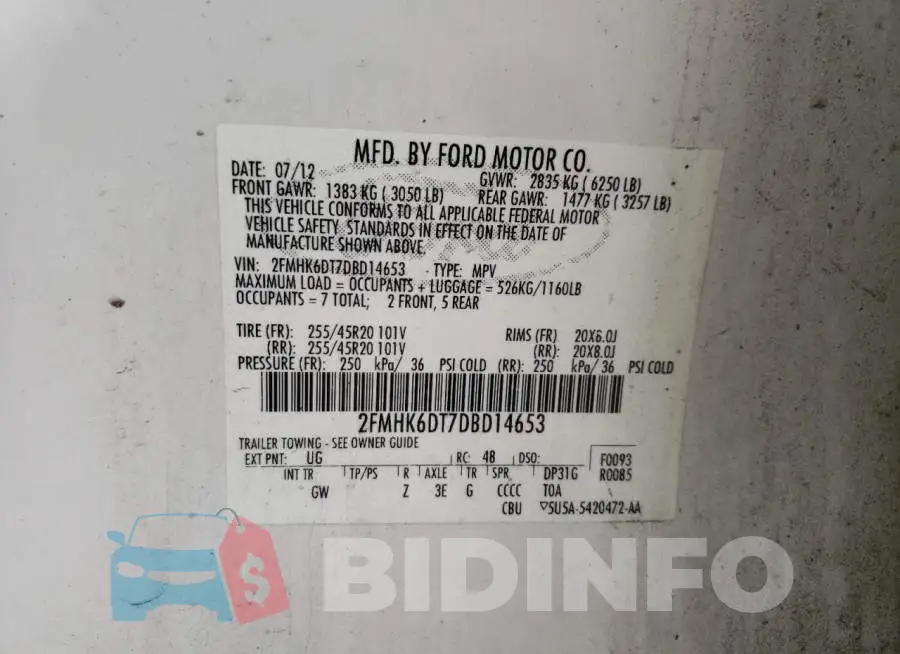 2FMHK6DT7DBD14653 Photo# 13