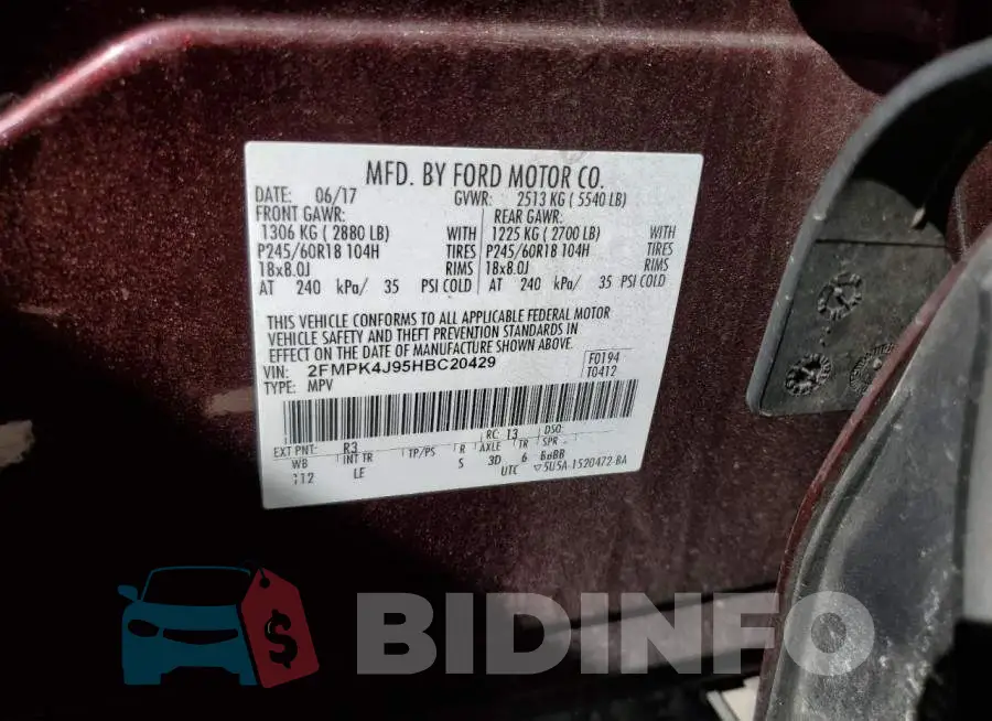 2FMPK4J95HBC20429 Photo# 10