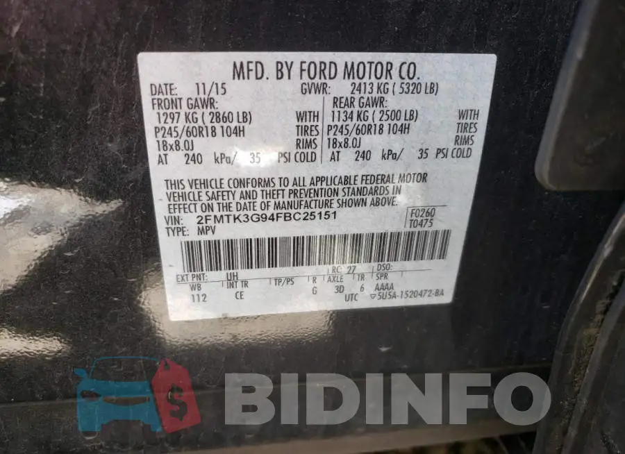 2FMTK3G94FBC25151 Photo# 10