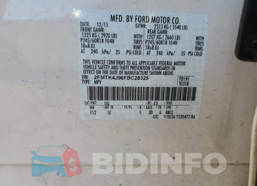 2FMTK4J96FBC28325 Photo# 13