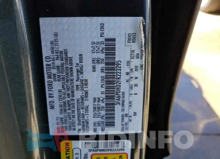 3FA6P0HD2FR223295 Photo# 10