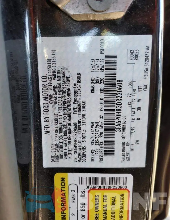 3FA6P0HR3DR220608 Photo# 10