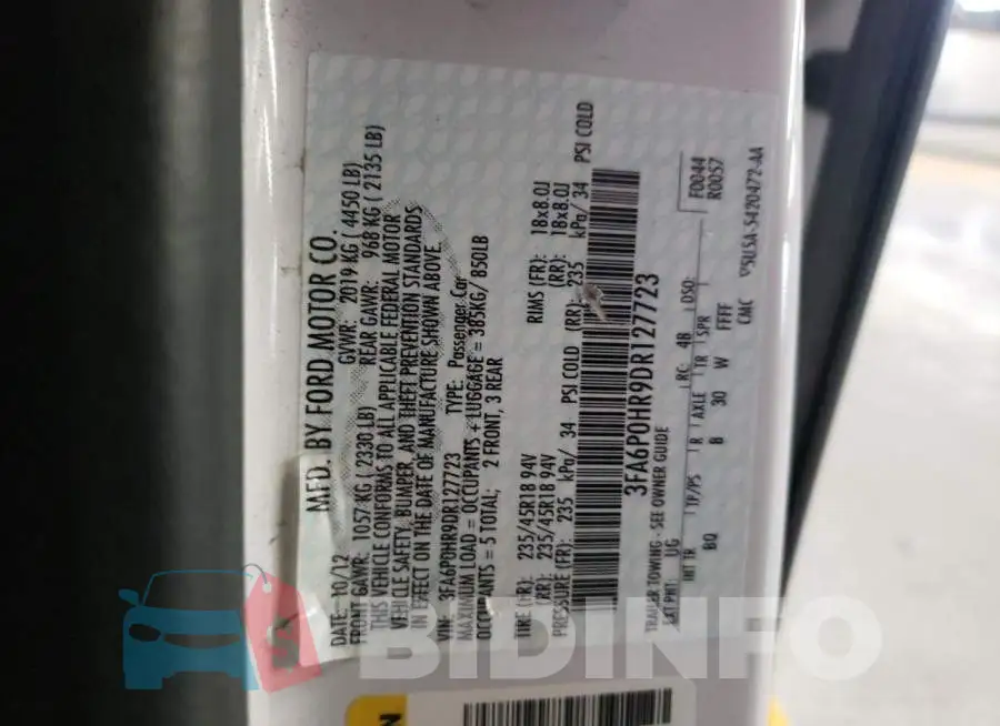 3FA6P0HR9DR127723 Photo# 10