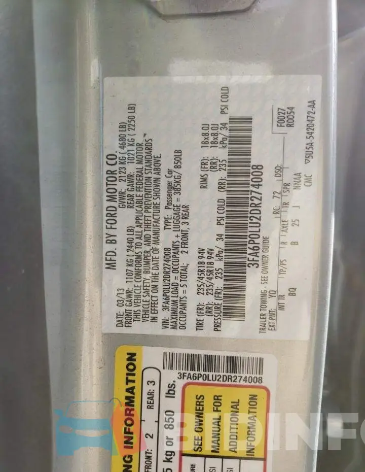 3FA6P0LU2DR274008 Photo# 12