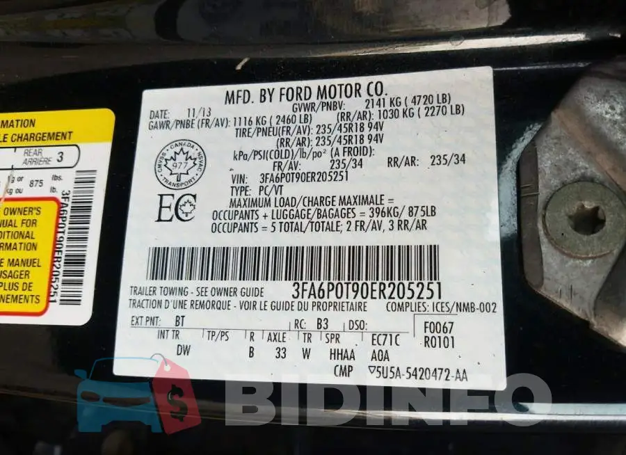 3FA6P0T90ER205251 Photo# 10