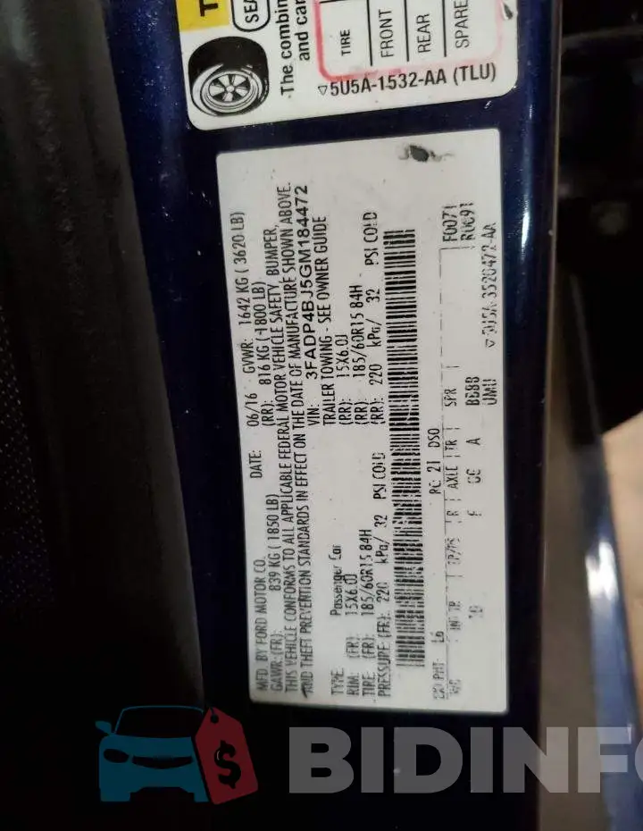 3FADP4BJ5GM184472 Photo# 12