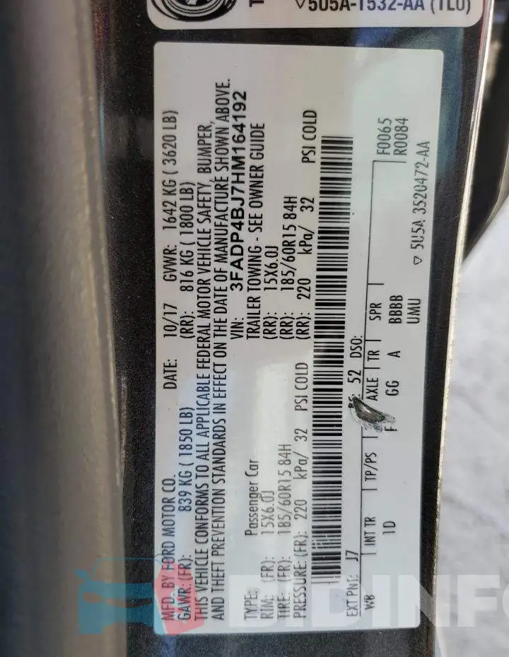 3FADP4BJ7HM164192 Photo# 10