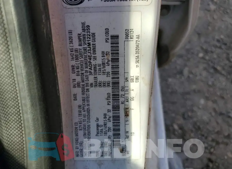 3FADP4EJ3JM122359 Photo# 10