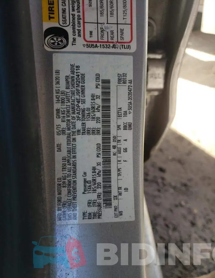 3FADP4EJ9FM204118 Photo# 10