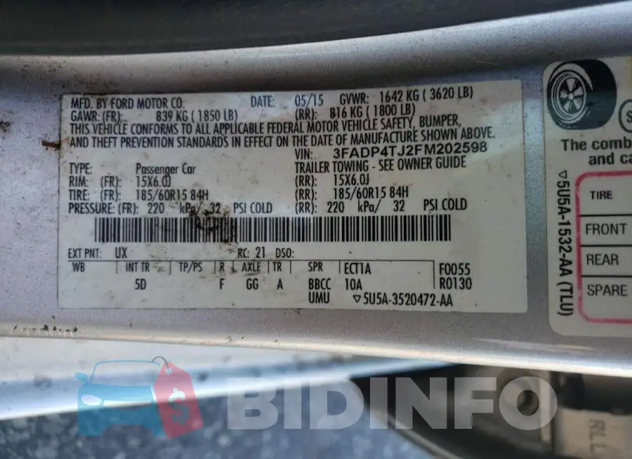 3FADP4TJ2FM202598 Photo# 12