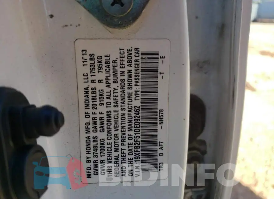 19XFB2F51DE092462 Photo# 12