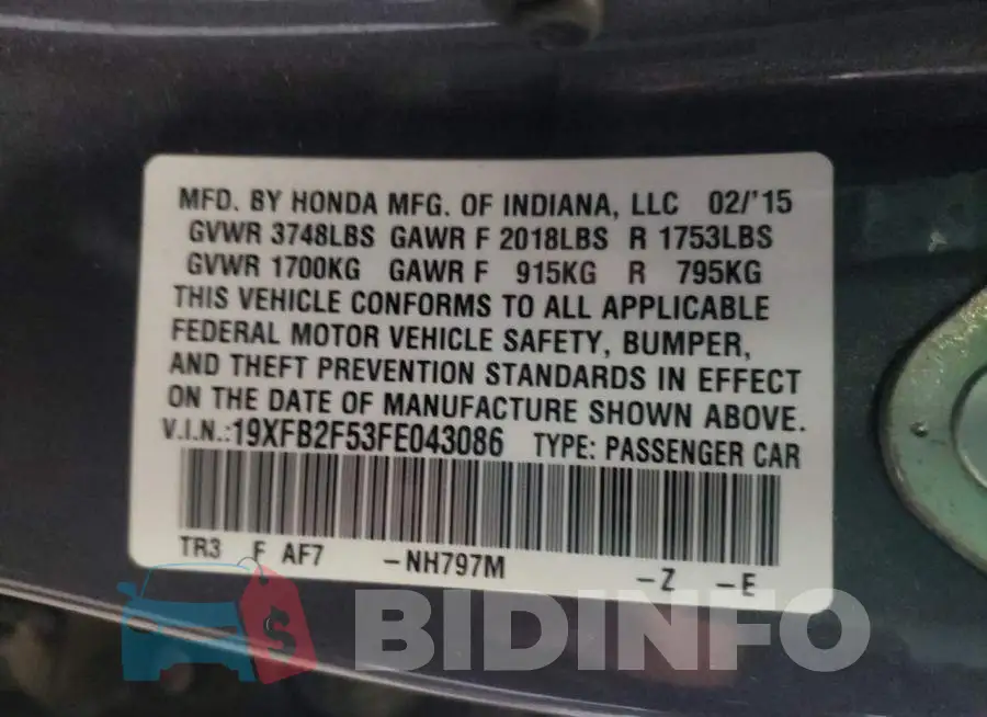 19XFB2F53FE043086 Photo# 10