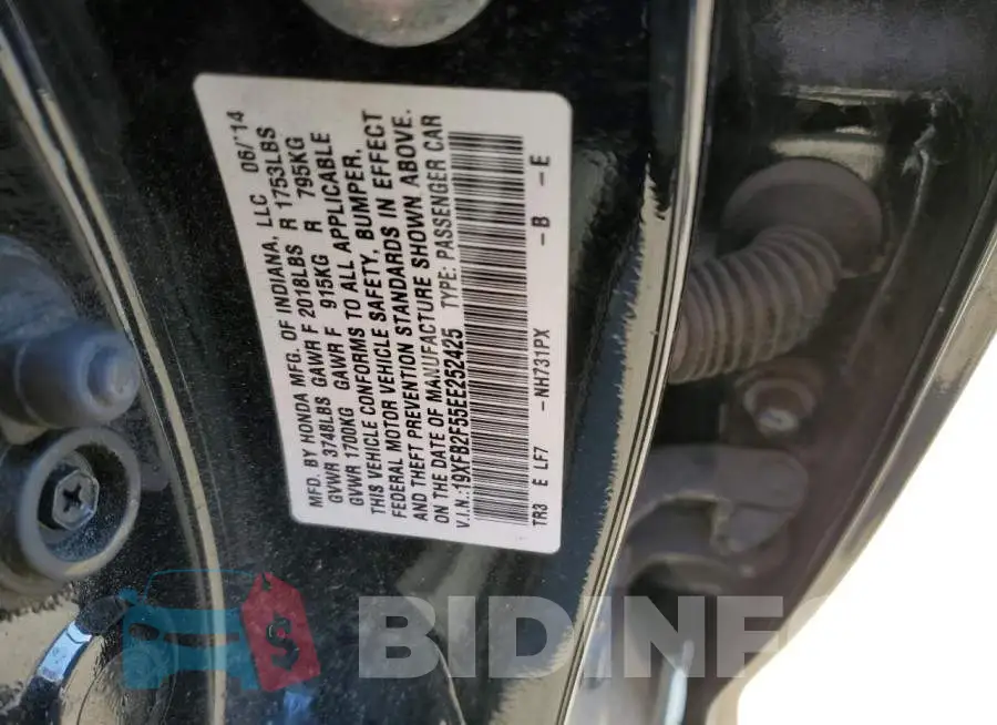 19XFB2F55EE252425 Photo# 10