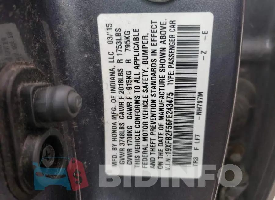 19XFB2F56FE243475 Photo# 10