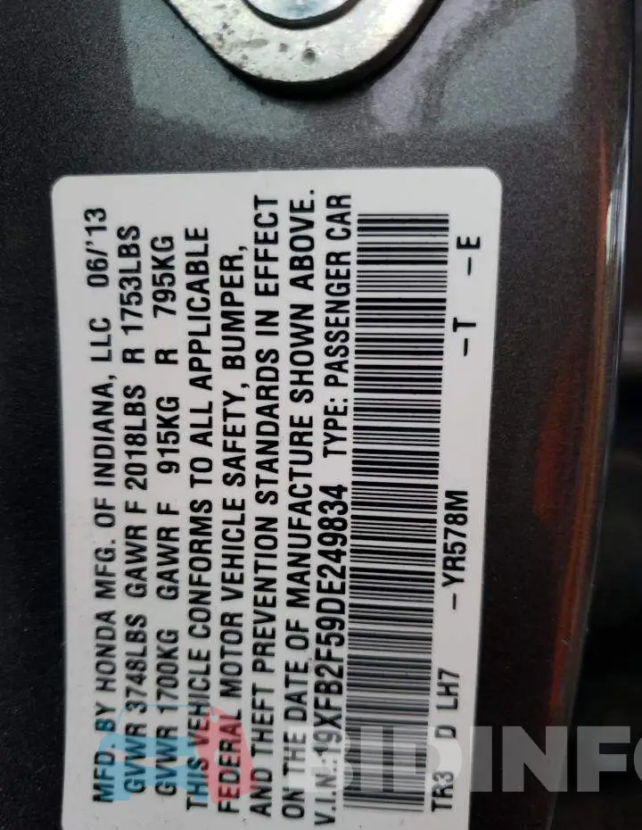 19XFB2F59DE249834 Photo# 10