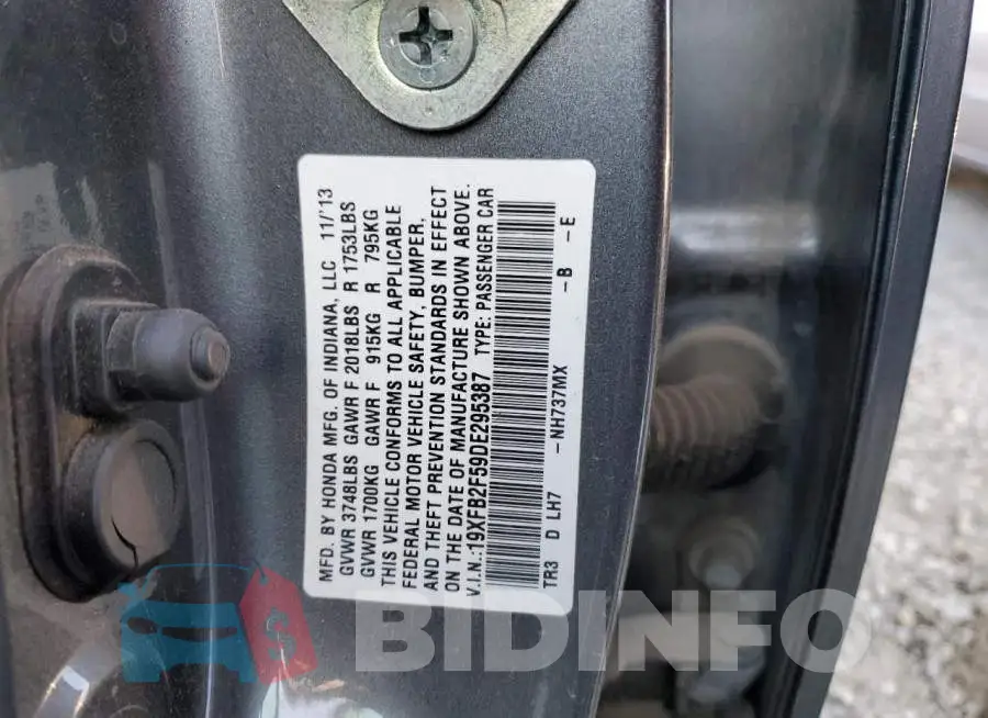 19XFB2F59DE295387 Photo# 13