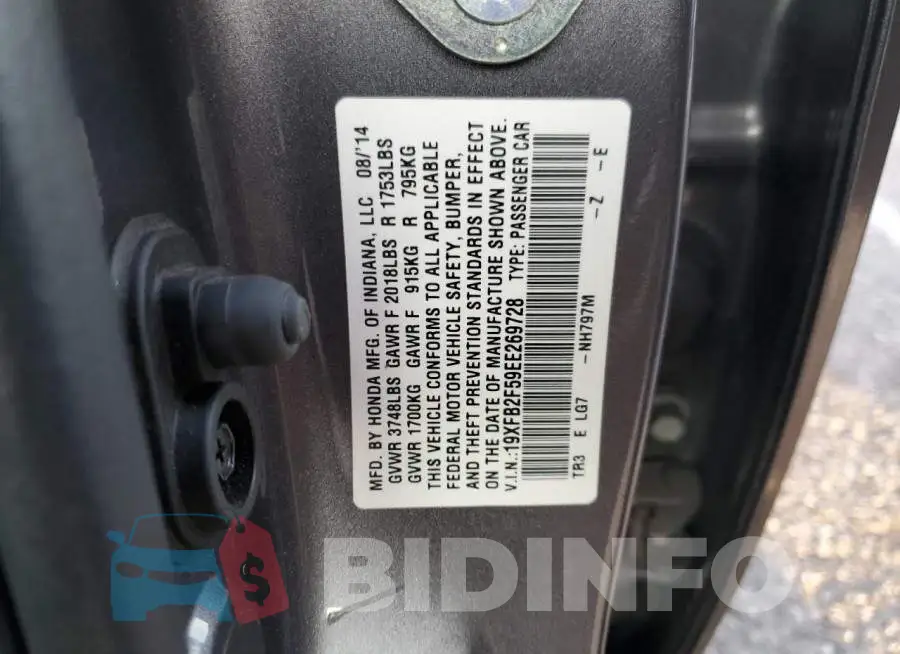 19XFB2F59EE269728 Photo# 10