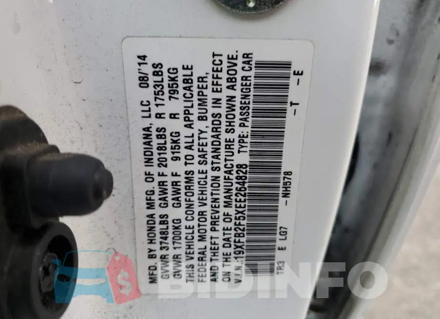 19XFB2F5XEE264828 Photo# 10