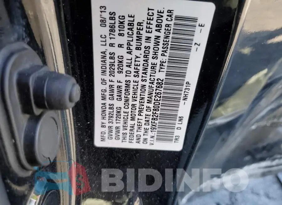 19XFB2F80DE267682 Photo# 12