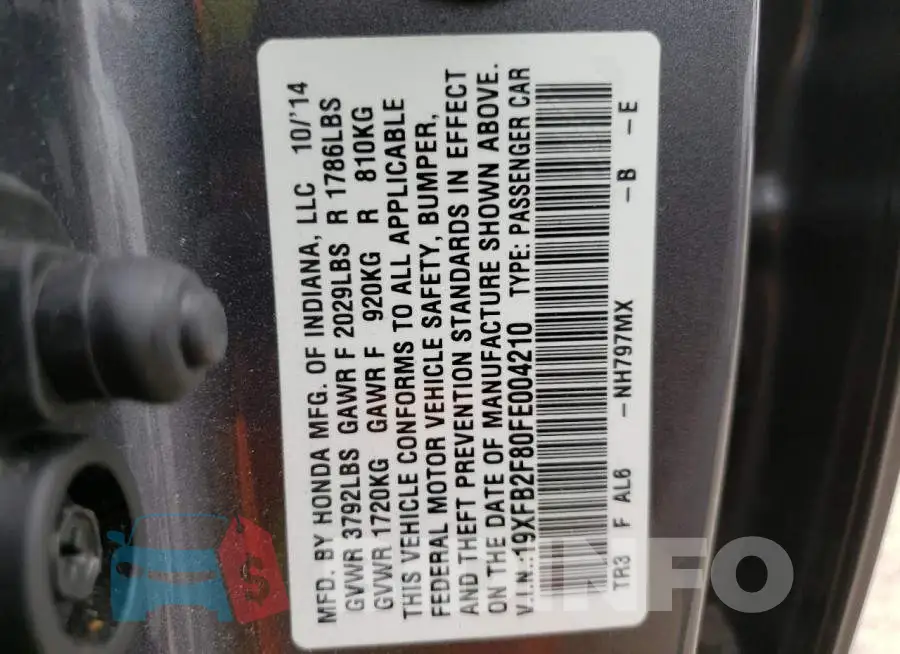19XFB2F80FE004210 Photo# 10