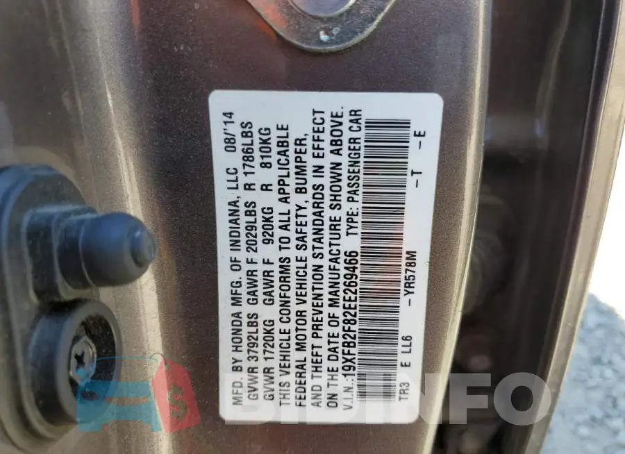 19XFB2F82EE269466 Photo# 10