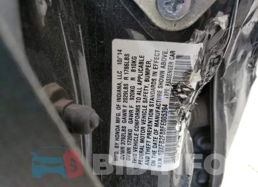 19XFB2F88FE005394 Photo# 10