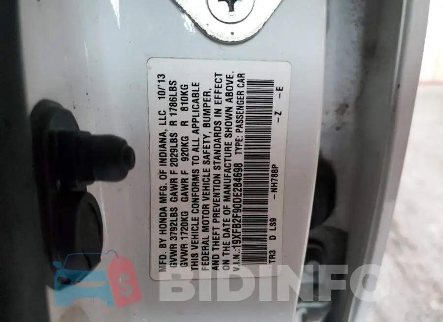 19XFB2F90DE284698 Photo# 10