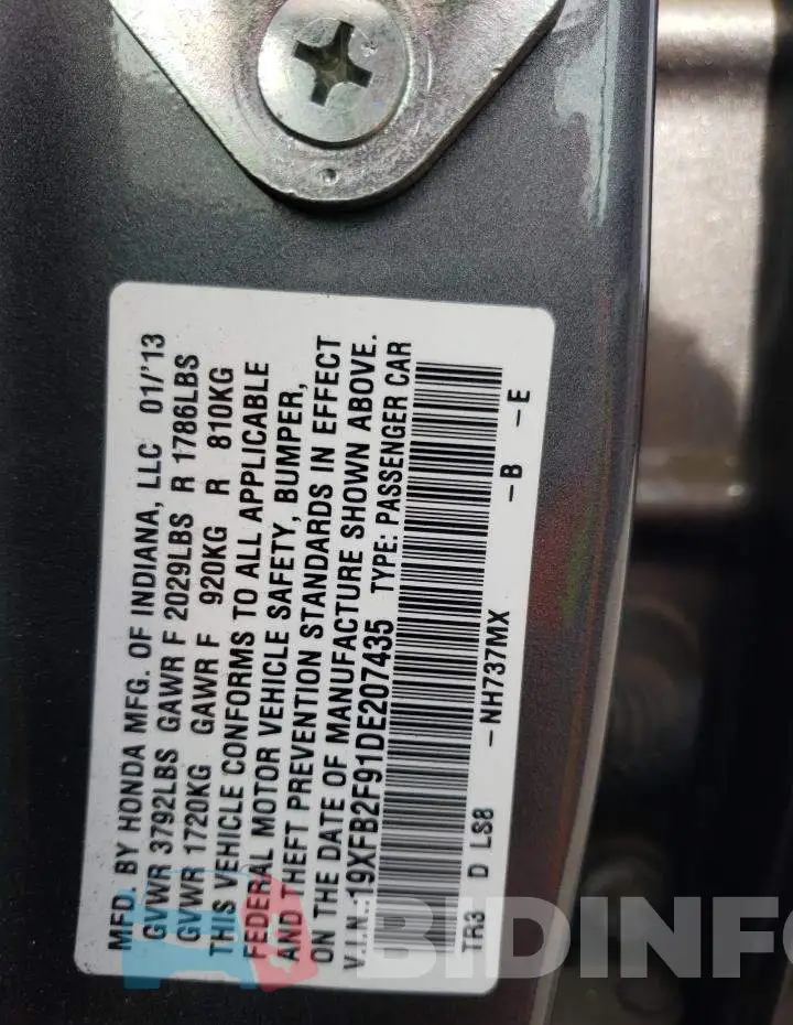 19XFB2F91DE207435 Photo# 10