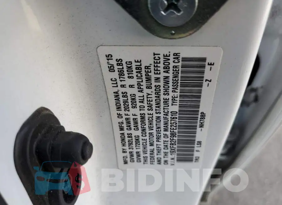 19XFB2F98FE257610 Photo# 12