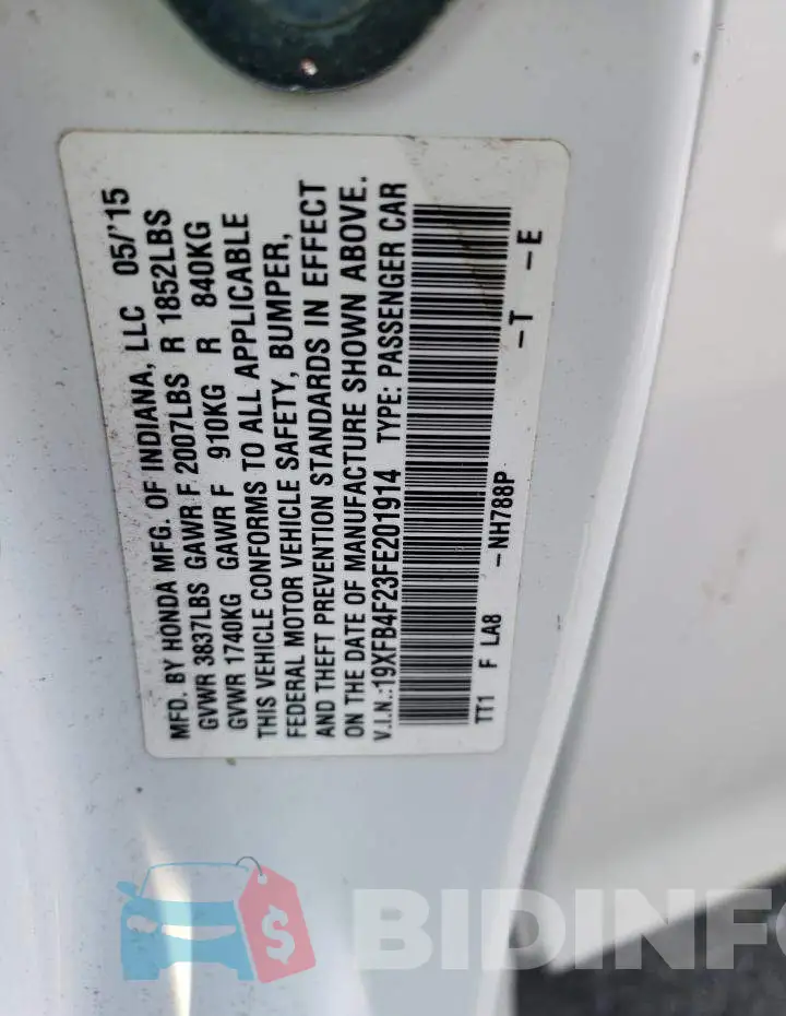 19XFB4F23FE201914 Photo# 13