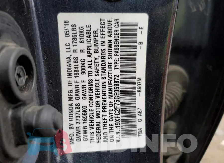 19XFC2F75GE059872 Photo# 10