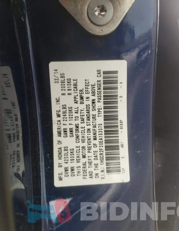 1HGCR2F30EA153075 Photo# 12