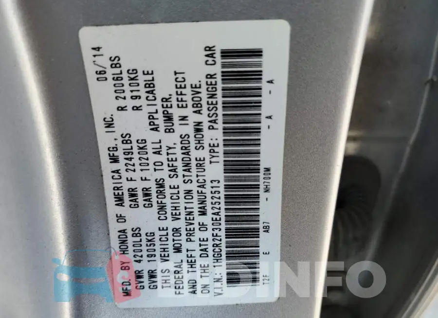 1HGCR2F30EA252513 Photo# 10