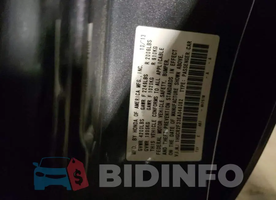 1HGCR2F33EA048062 Photo# 10