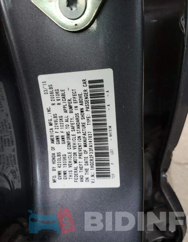 1HGCR2F33FA147837 Photo# 12