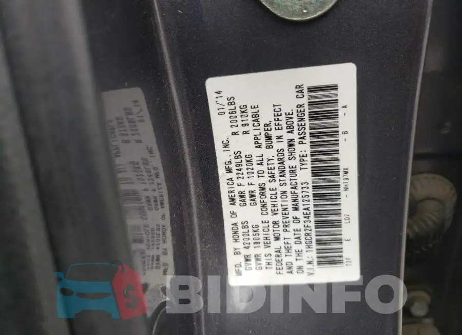 1HGCR2F34EA125733 Photo# 10