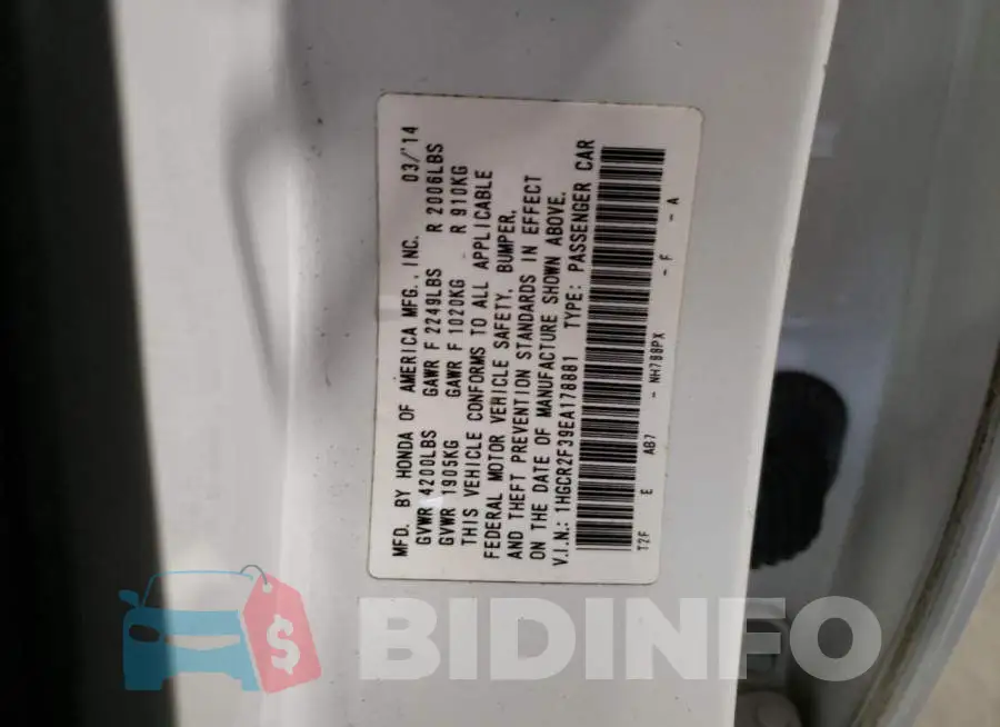 1HGCR2F39EA178881 Photo# 10