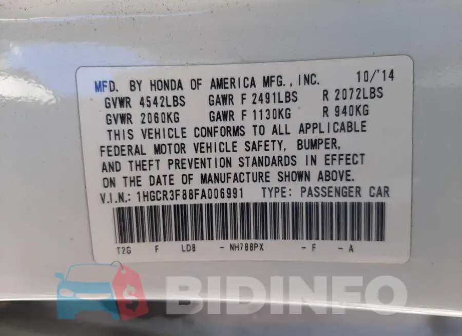 1HGCR3F88FA006991 Photo# 10