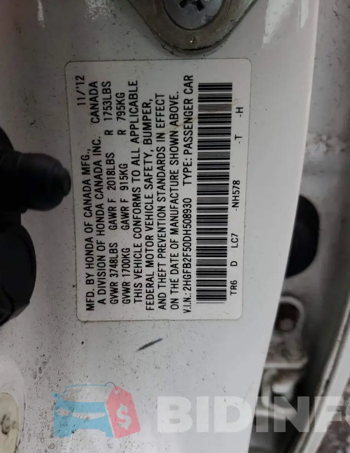 2HGFB2F50DH508930 Photo# 10