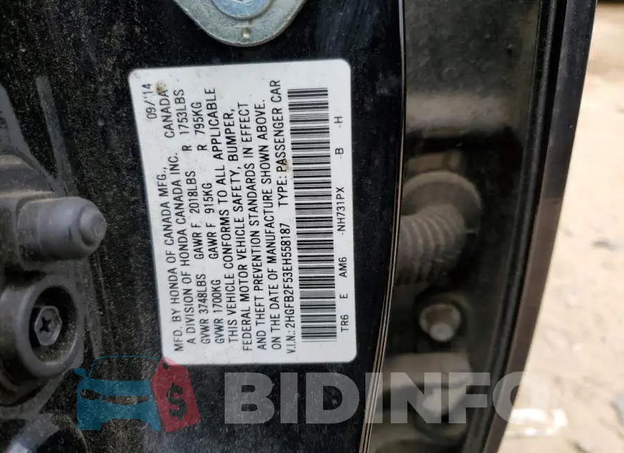 2HGFB2F53EH558187 Photo# 10