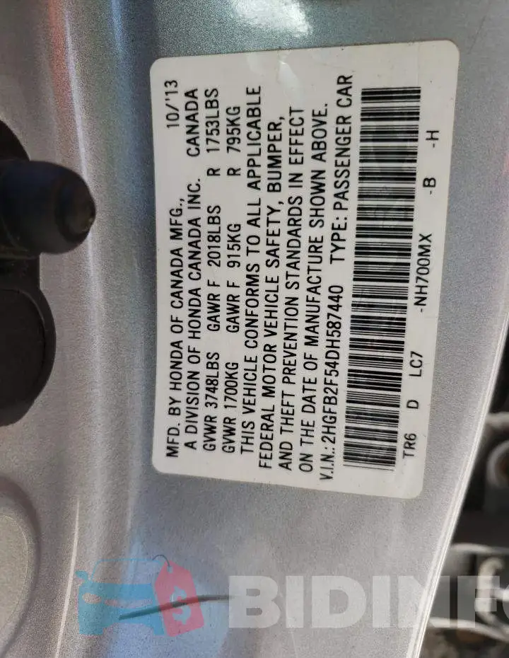 2HGFB2F54DH587440 Photo# 10